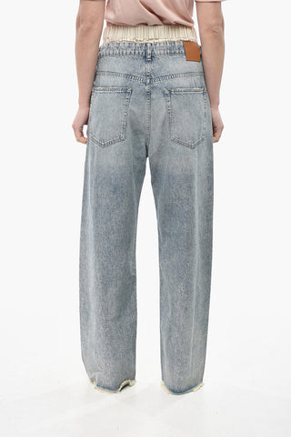 Vintage-Effect Jeans with Double-Fabric Detail 25cm