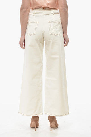 Pantaloni Wide Leg con Cuciture a Vista e Coulisse