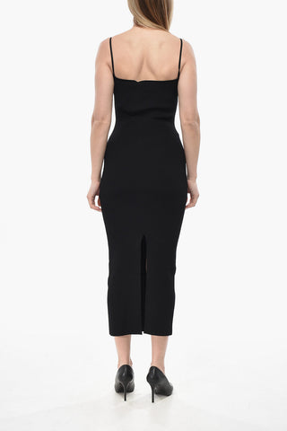 Slip Dress in Maglia con Spalline Gioiello