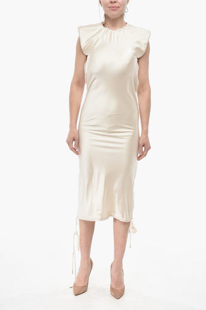 Satin-Maxikleid mit gepolsterten Trägern