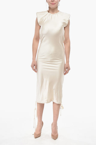 Satin-Maxikleid mit gepolsterten Trägern