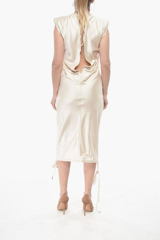 Satin-Maxikleid mit gepolsterten Trägern