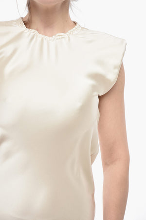 Satin-Maxikleid mit gepolsterten Trägern
