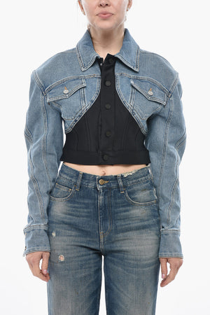 Kurzjacke aus Denim mit Jersey-Detail