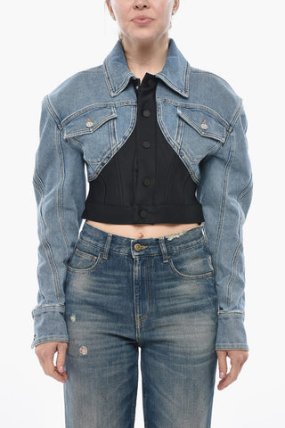 Kurzjacke aus Denim mit Jersey-Detail