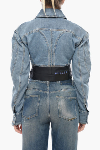 Kurzjacke aus Denim mit Jersey-Detail