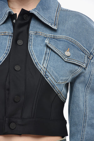 Kurzjacke aus Denim mit Jersey-Detail