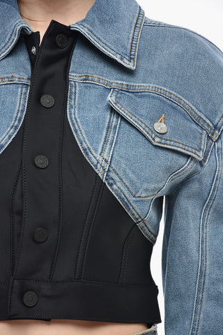 Kurzjacke aus Denim mit Jersey-Detail