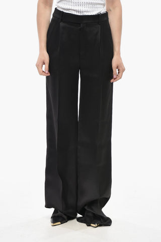 Pantaloni Palazzo in Satin di Seta