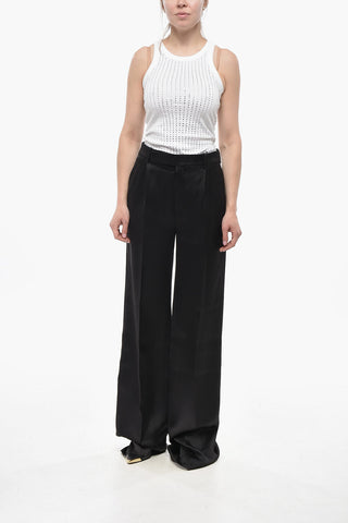 Pantaloni Palazzo in Satin di Seta