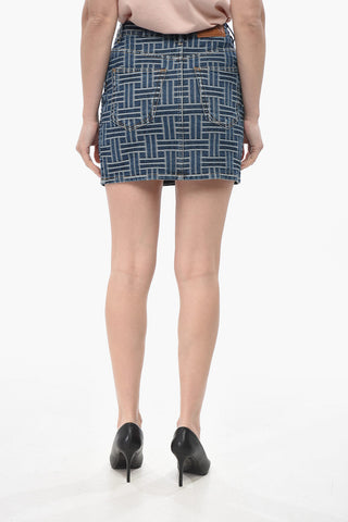 Denim Jacquard Mini Skirt
