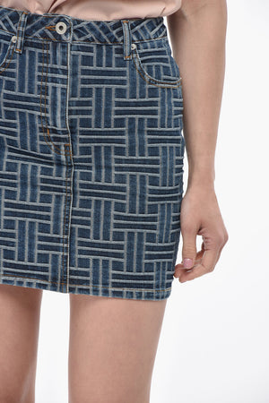 Denim Jacquard Mini Skirt