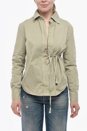 랩 여밈 코튼 셔츠