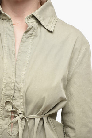 랩 여밈 코튼 셔츠