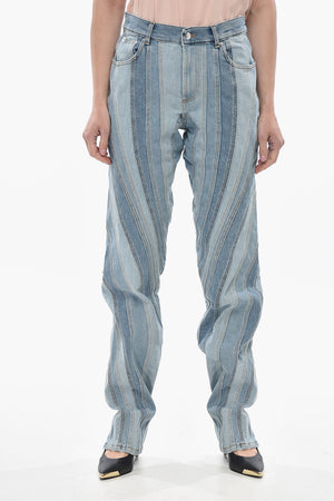 Patchwork-Jeans aus zweifarbigem Denim 17 cm