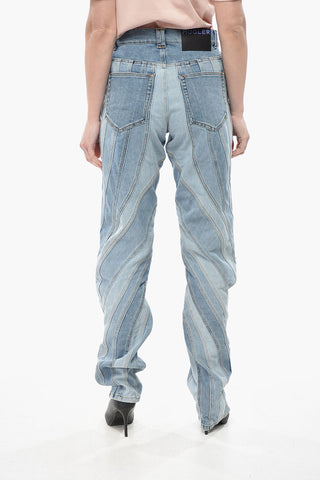 Patchwork-Jeans aus zweifarbigem Denim 17 cm