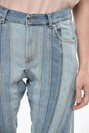 Patchwork-Jeans aus zweifarbigem Denim 17 cm