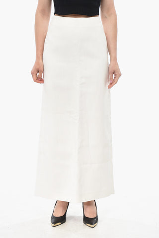Linen-Blend Pencil Skirt With Back Vent