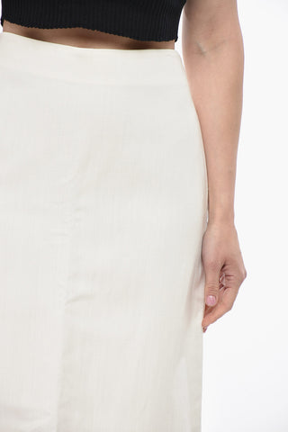Linen-Blend Pencil Skirt With Back Vent