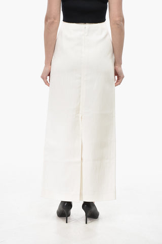 Linen-Blend Pencil Skirt With Back Vent
