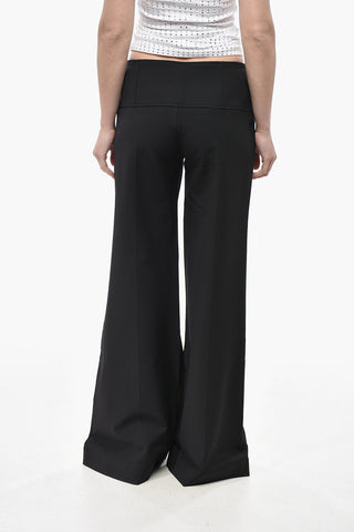 JEANS COUTURE Pantaloni Wide Leg in Misto Viscosa con Tripla Fibbia