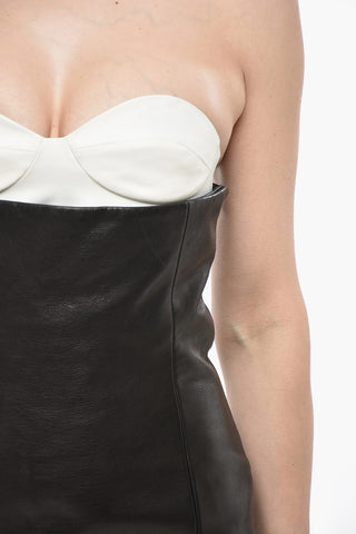 Tubino in Pelle con Corsetto a Contrasto
