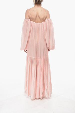Volantkleid aus Chiffon mit Ballonärmeln