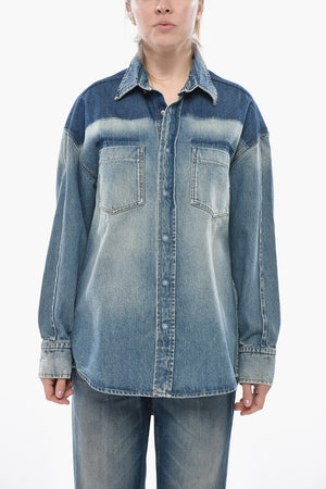 Vintage-Effect Denim Shirt With Snap Buttons