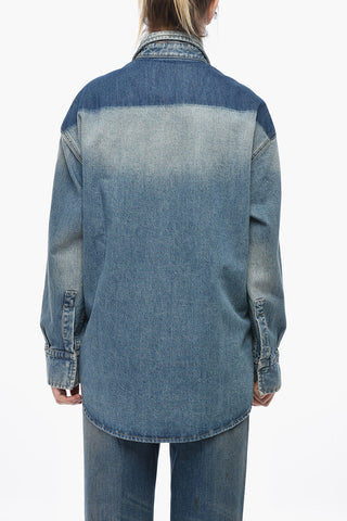 Vintage-Effect Denim Shirt With Snap Buttons