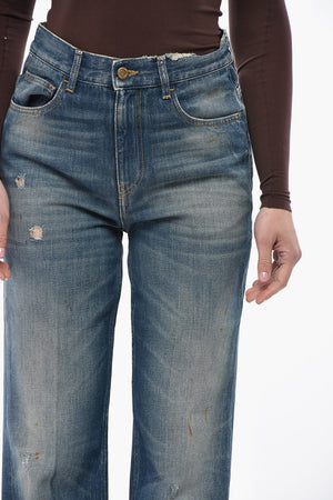 Slim-Fit-Jeans mit Vintage-Effekt und 20 cm Distressed-Details