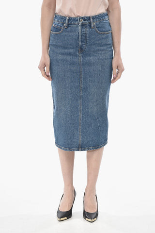 Longuette in Denim con Spacco Posteriore