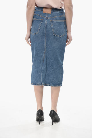 Longuette in Denim con Spacco Posteriore