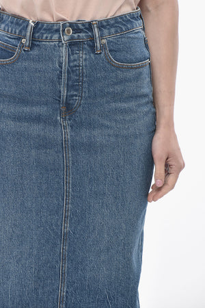 Longuette in Denim con Spacco Posteriore