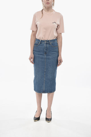 Longuette in Denim con Spacco Posteriore