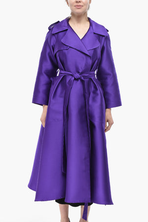 Satin-Blend Silk Wrap Trench Coat LANVIN
