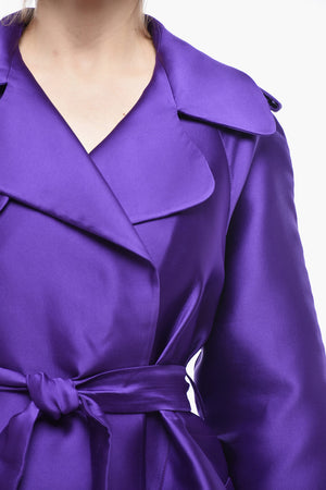 Satin-Blend Silk Wrap Trench Coat LANVIN