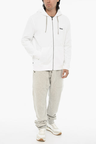 Felpa in Cotone Garzato con Chiusura Zip