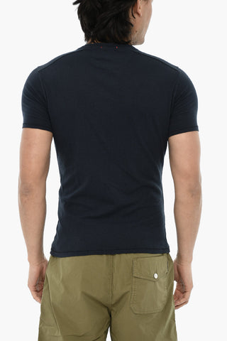 T-Shirt Girocollo in Cotone e Lino con Taschino