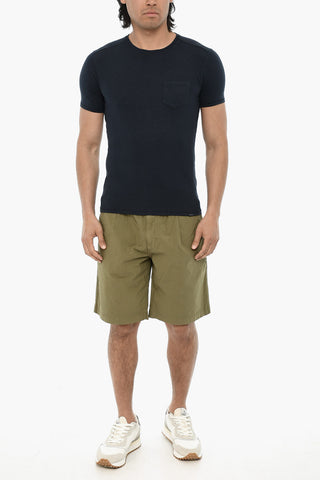 T-Shirt Girocollo in Cotone e Lino con Taschino