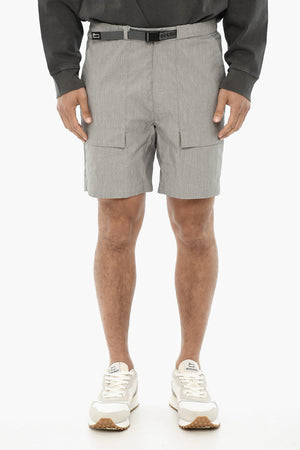 Cotton Blend Ripstop Check Shorts with Industrial Belt