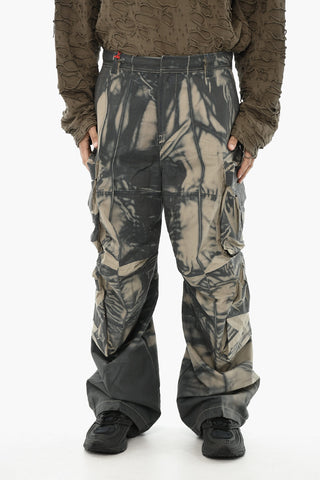 Pantaloni Cargo P-HUGH Oversize Fit con Stampa Effetto Stropicciato