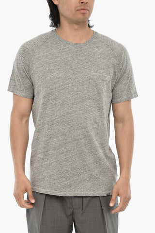T-Shirt Girocollo in Tinta Unita con Taschino