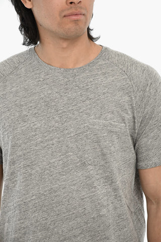 T-Shirt Girocollo in Tinta Unita con Taschino