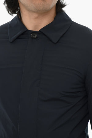 Stretch Nylon Coat With Concealed Button Fastening