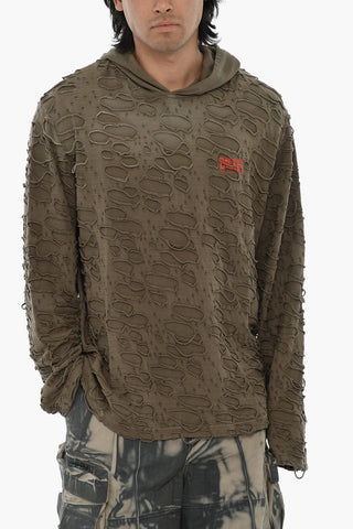 T-Shirt T-CRANE Cotton-Jersey with Vintage Effect and Hood