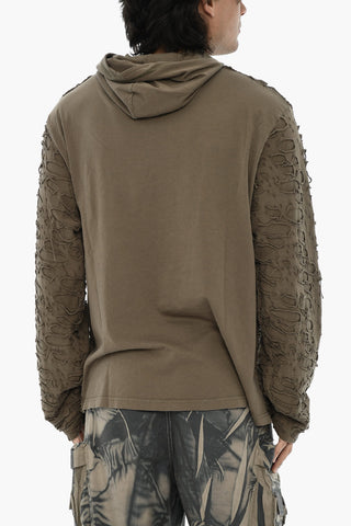 T-Shirt T-CRANE Cotton-Jersey with Vintage Effect and Hood