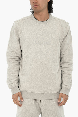 Unifarbenes Rundhals-Sweatshirt mit gesticktem Logo