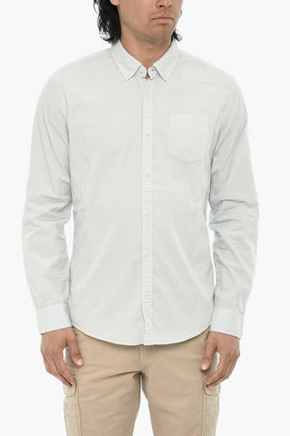 Cotton Poplin Shirt with Micro Motifs and Button-Down Collar
