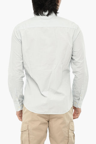 Cotton Poplin Shirt with Micro Motifs and Button-Down Collar