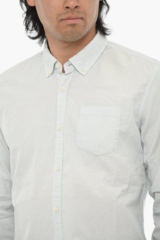 Cotton Poplin Shirt with Micro Motifs and Button-Down Collar